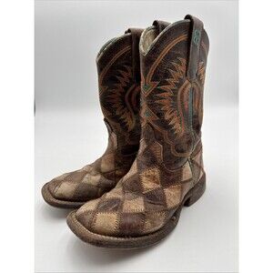 HORSE POWER ANDERSON BEAN KID'S YOUTH TRAIN PATCHWORK  BOOTS 1053 SZ 10